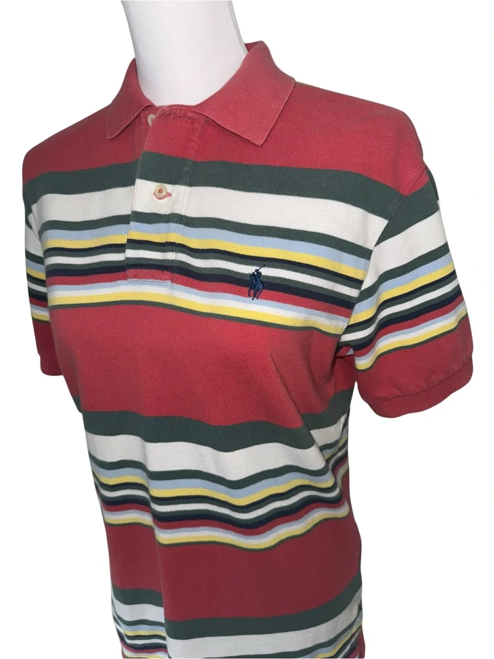 Vintage Polo Ralph Lauren Striped Polo Shirt Mens Small Multicolor 100% Cotton